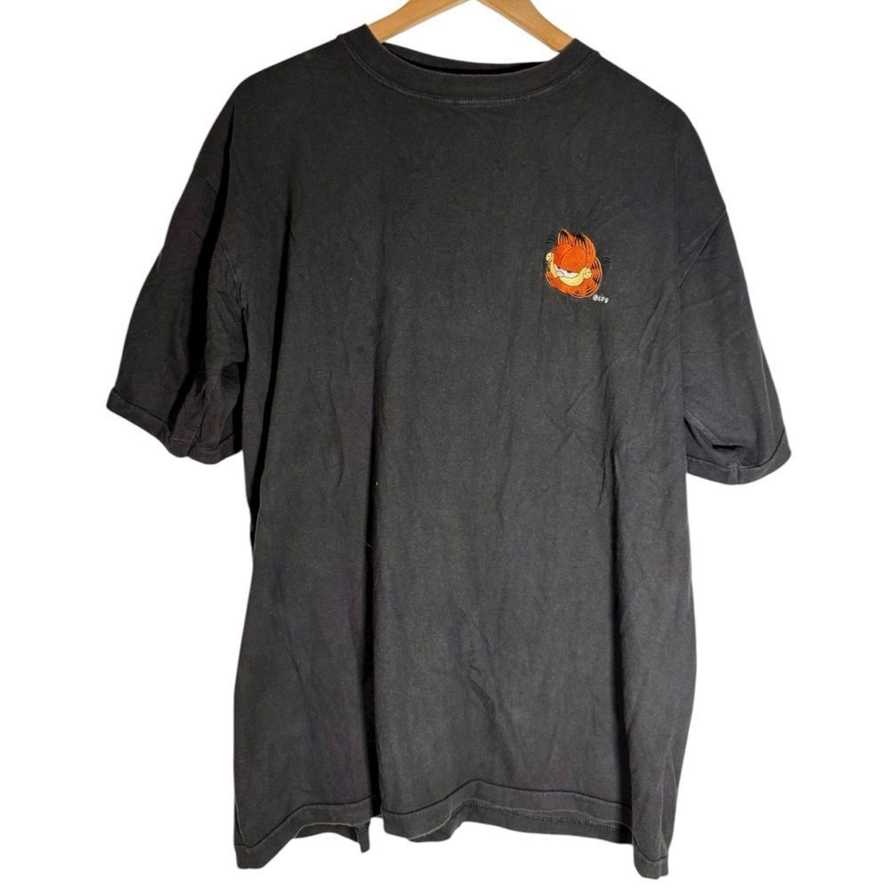Vintage 90s Blittz Studios Embroidered Garfield Black Tshirt Men’s XL